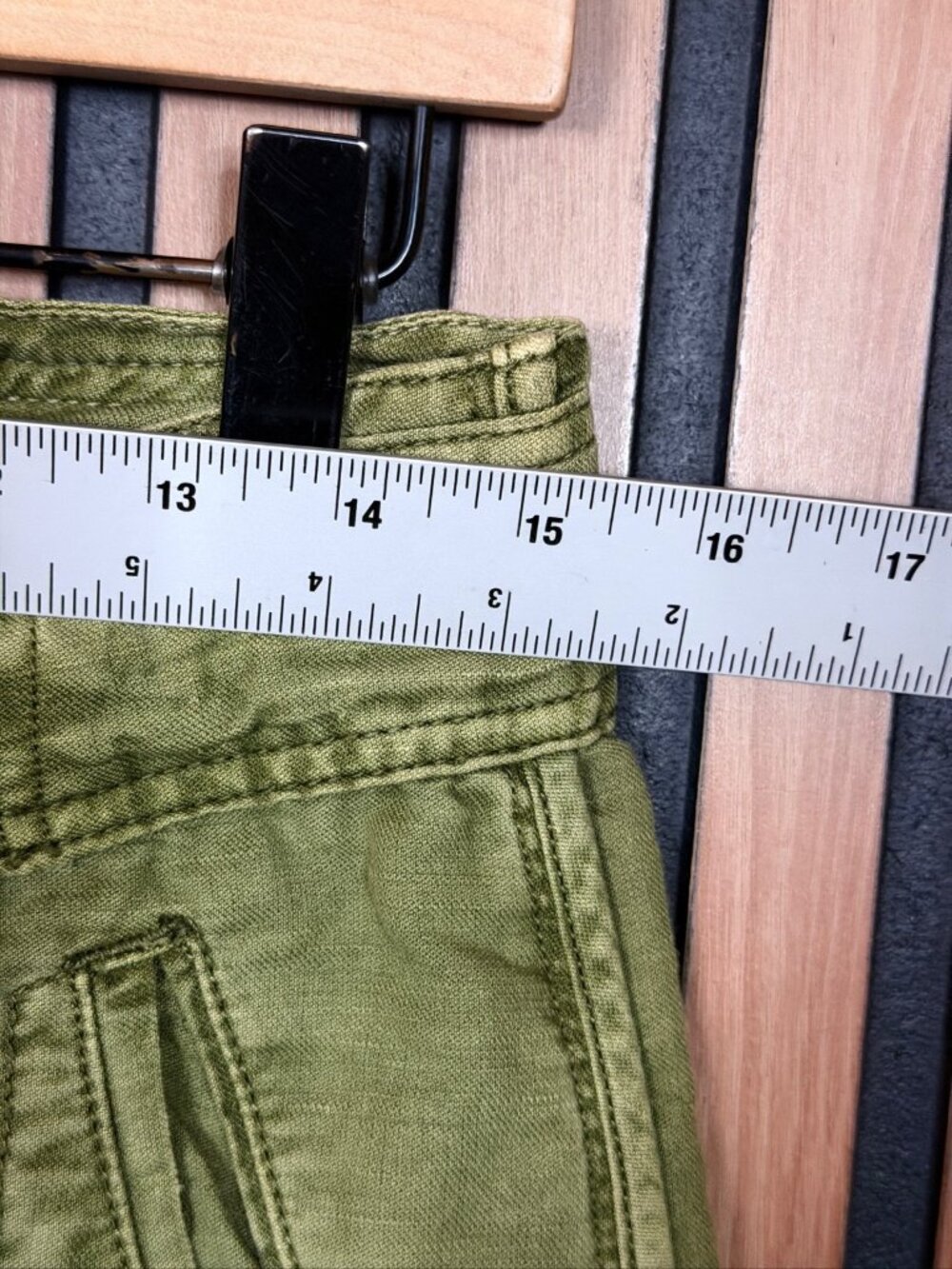 Free People Cargo Pants 4 Womens Green Dirty Wash Button Fly Baggy Bags - Picture 3 of 10